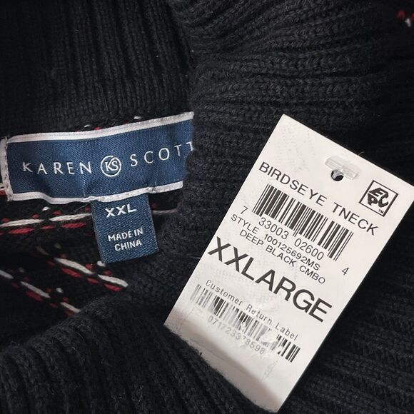 Karen Scott XX-Large Turtleneck Sweater Tight Knit Long Sleeve Stretch Black New - Picture 6 of 8